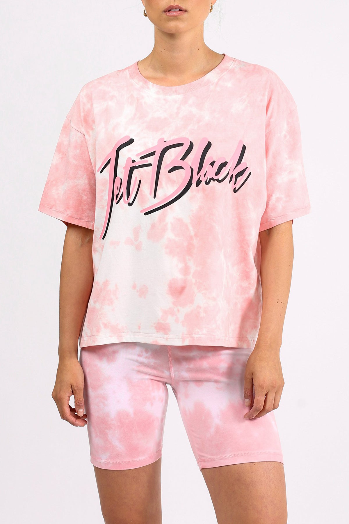 The "JET BLACK" Pink Marble Tie-Dye Boxy Tee