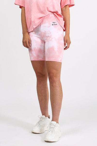 The "JUICY X BRUNETTE" Pink Marble Tie-Dye Biker Short