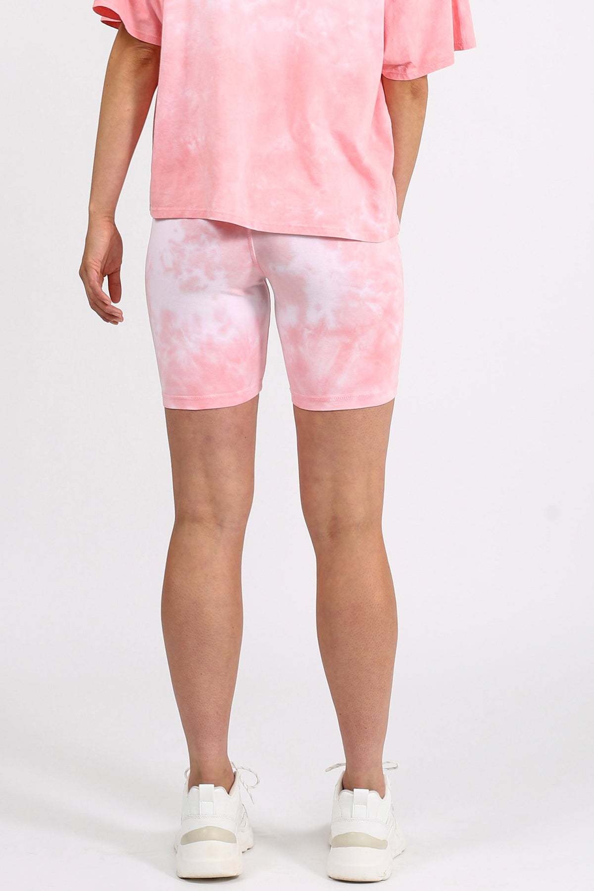 The "JUICY X BRUNETTE" Pink Marble Tie-Dye Biker Short