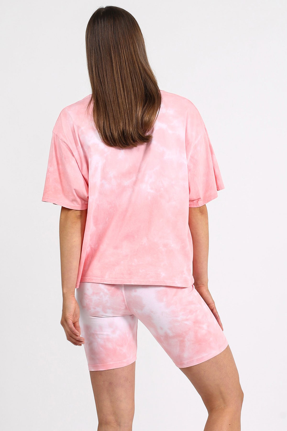 The "BRUNETTE" Pink Marble Tie-Dye Boxy Tee