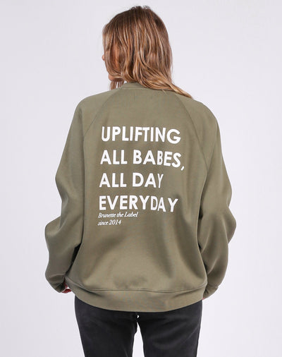 The "UPLIFT ALL BABES" Not Your Boyfriend's Crew Neck Sweatshirt | Olive