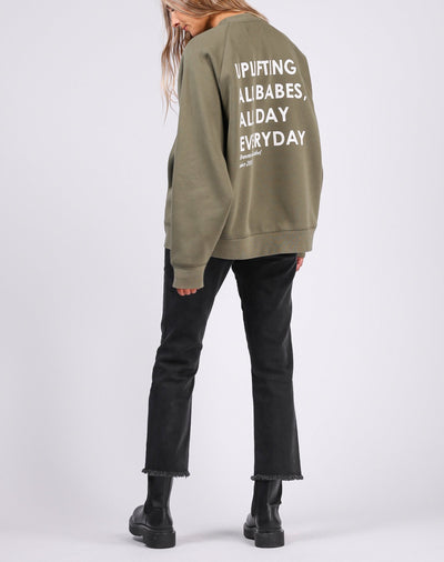 The "UPLIFT ALL BABES" Not Your Boyfriend's Crew Neck Sweatshirt | Olive