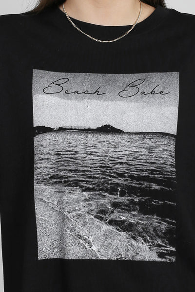 The "BEACH BABE" Boxy Tee in Black | Koy Resort