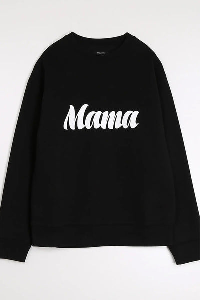 The "MAMA" Cursive Classic Crew Neck Sweatshirt | Black