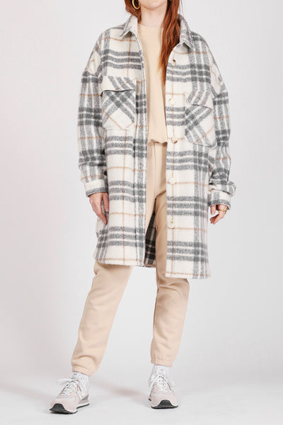 Long Plaid Shirt Jacket