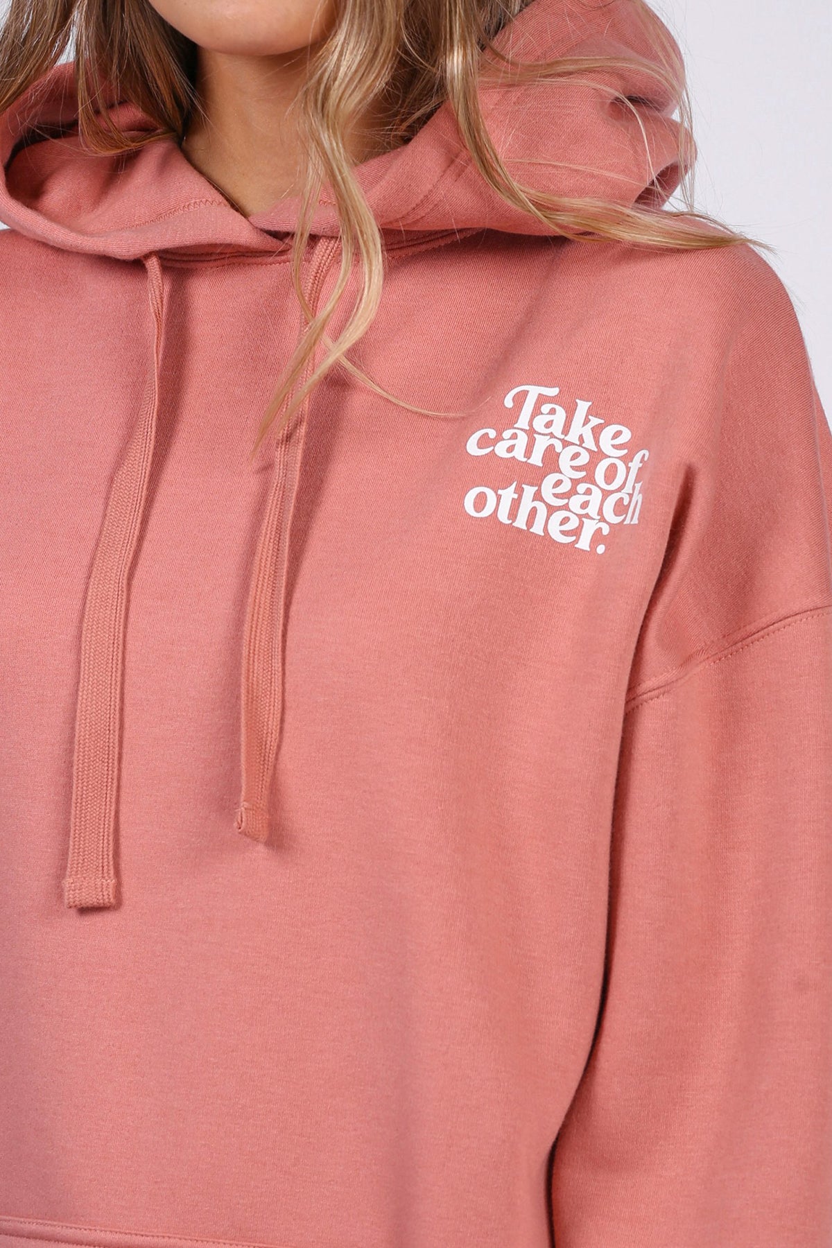 The "TAKE CARE" Big Sister Hoodie | Rose Blush