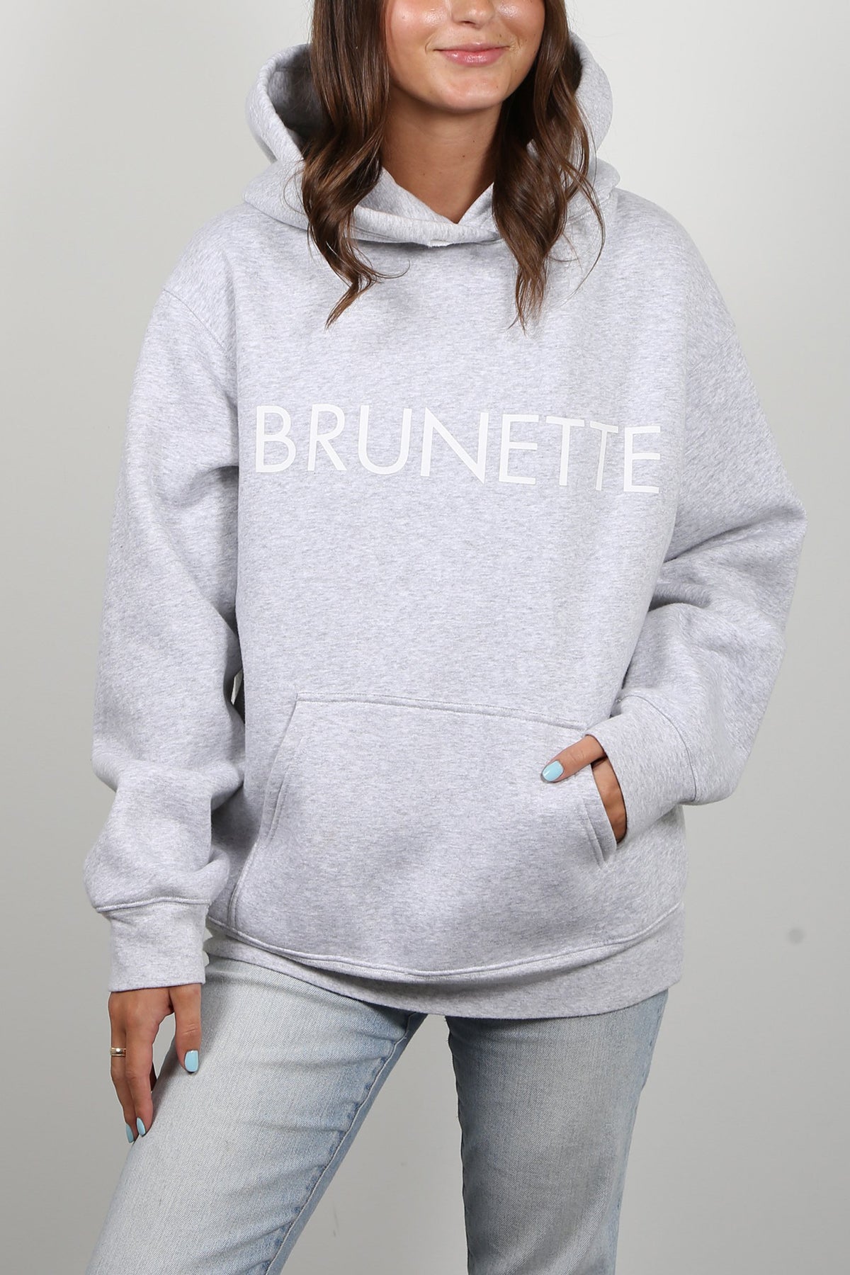 The "BRUNETTE" Classic Hoodie | Pebble Grey