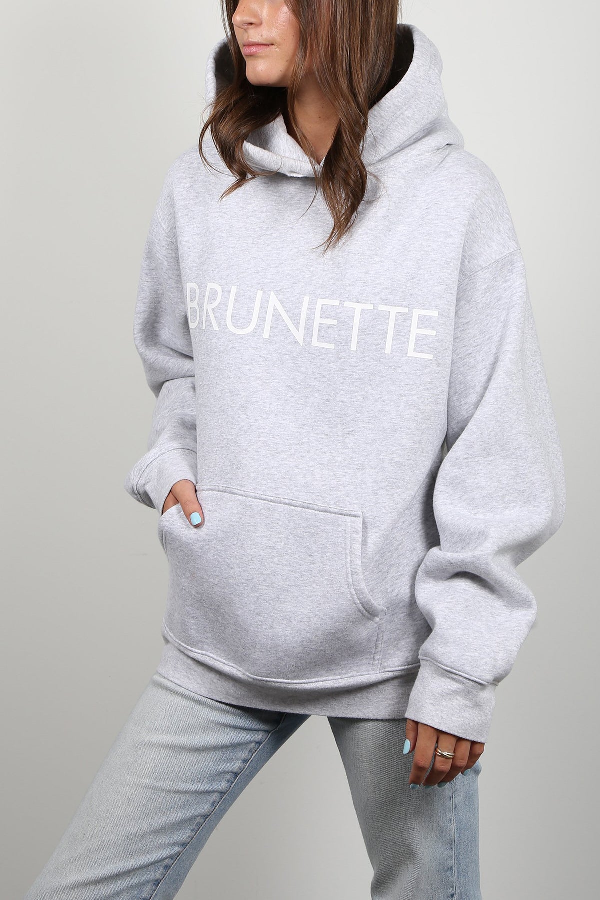 The "BRUNETTE" Classic Hoodie | Pebble Grey