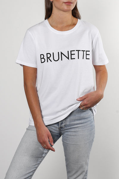 The "BRUNETTE" Classic Crew Neck Tee | White