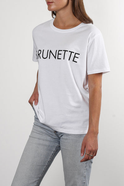 The "BRUNETTE" Classic Crew Neck Tee | White