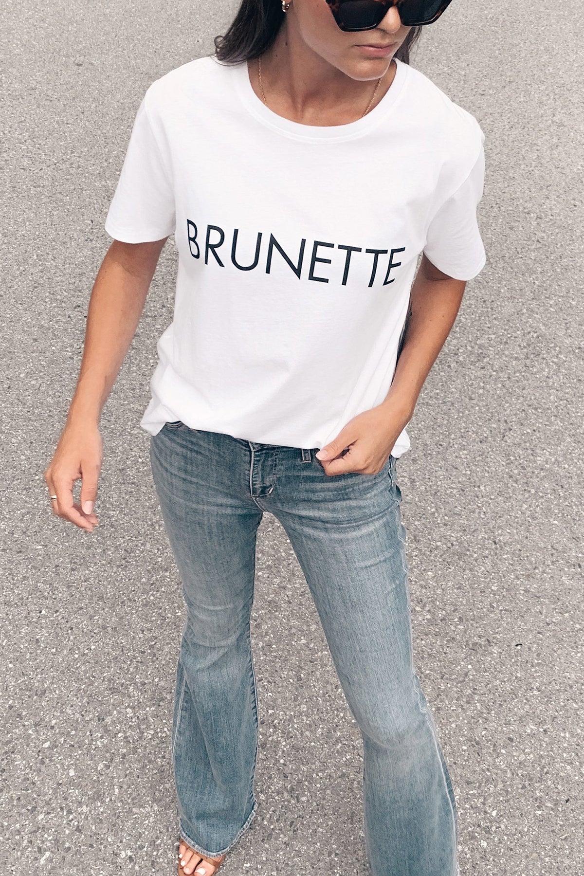 The "BRUNETTE" Classic Crew Neck Tee | White