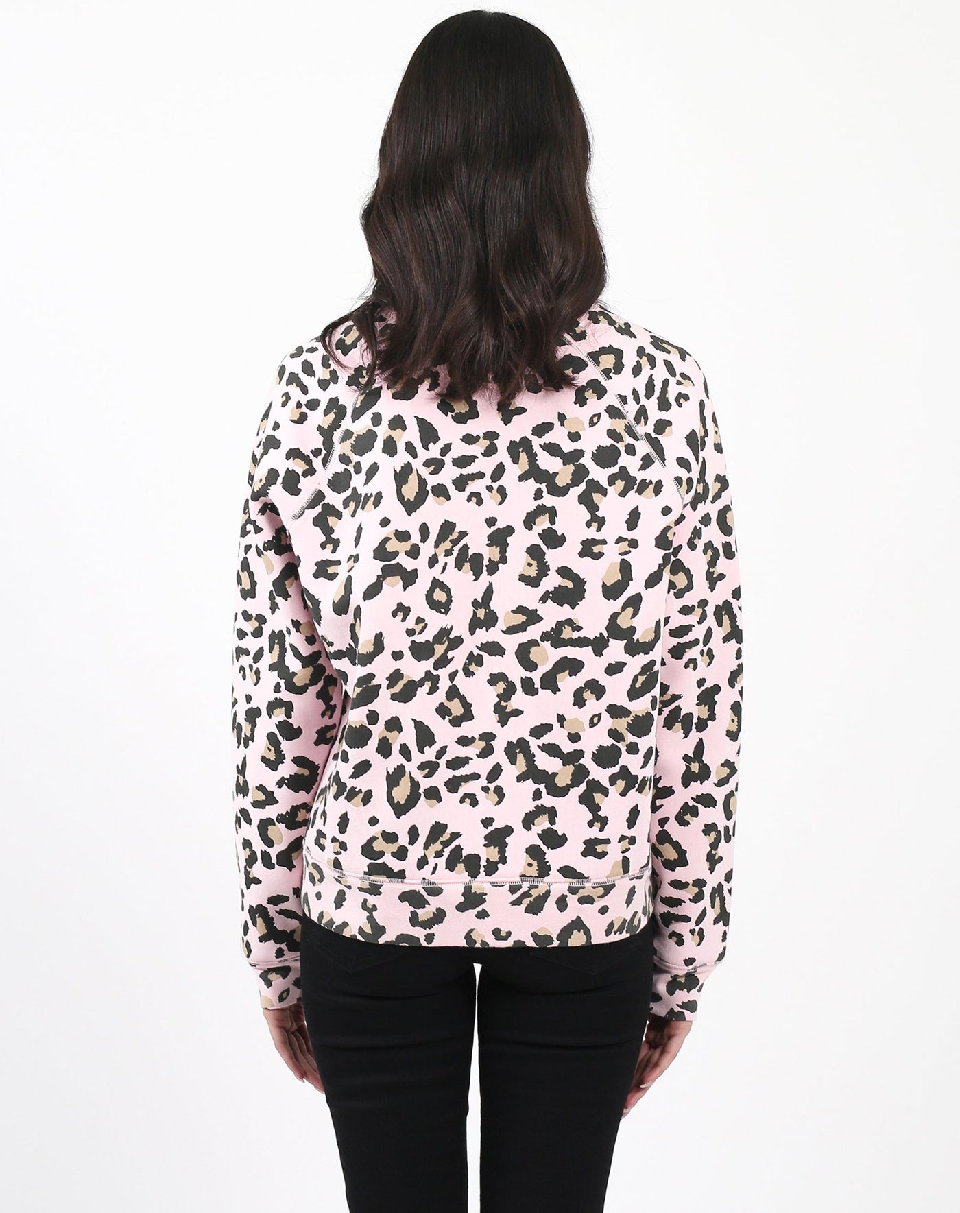 The "BRUNETTE" Pink Leopard Middle Sister Crew Neck Sweatshirt