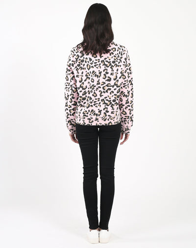 The "BRUNETTE" Pink Leopard Middle Sister Crew Neck Sweatshirt