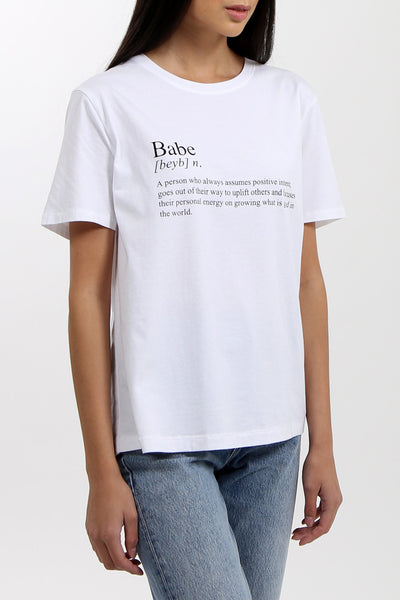 The "DEFINITION OF A BABE" Classic Crew Neck Tee | White