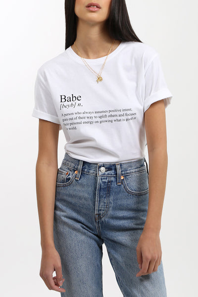 The "DEFINITION OF A BABE" Classic Crew Neck Tee | White