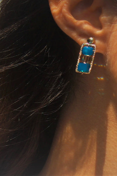 Carribean Blue Earring - Asymmetrical - ShopAuthentique