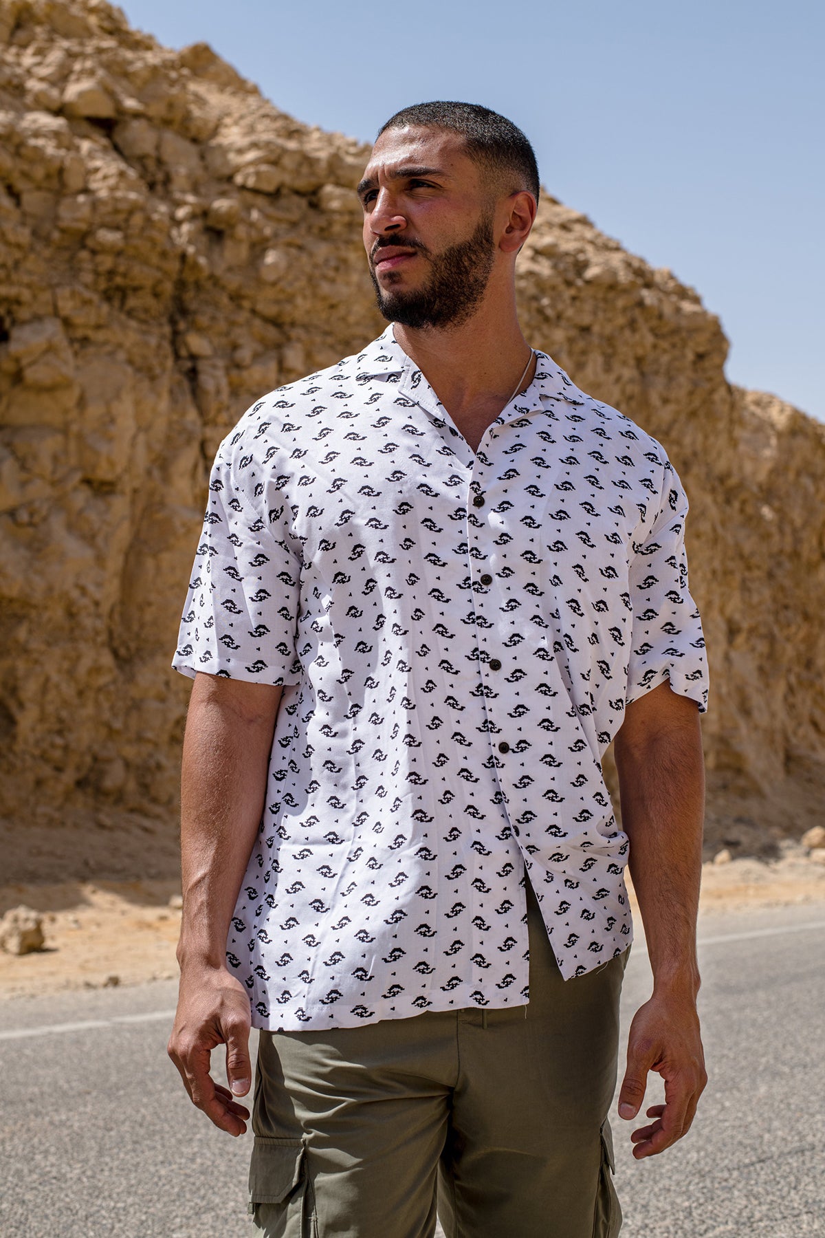 WHITE PATTERNED MEN'S SHIRT