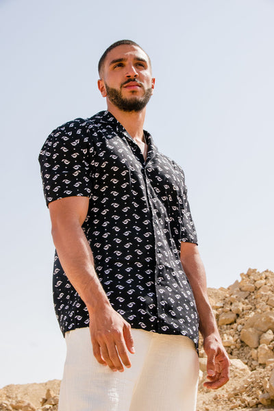 BLACK PATTERNED MEN'S SHIRT