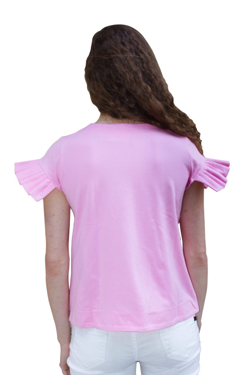 Ruffle Pink Vibrant Top (Made From Bemberg ) - ShopAuthentique