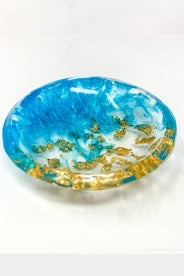 Trinket Dish - Ring Dish - 18 Karat Gold- Turquoise - Jewelry dish