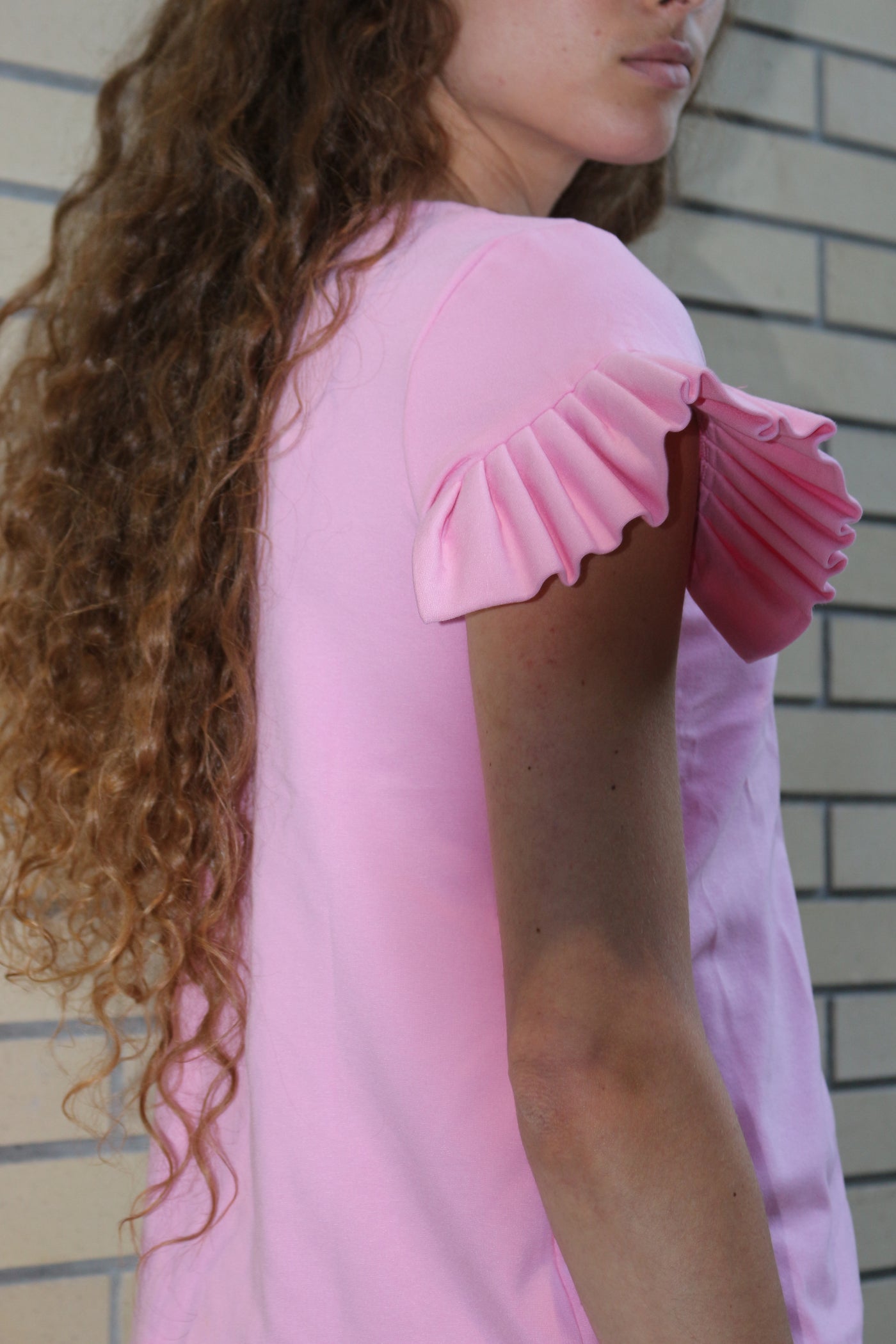 Ruffle Pink Vibrant Top (Made From Bemberg ) - ShopAuthentique