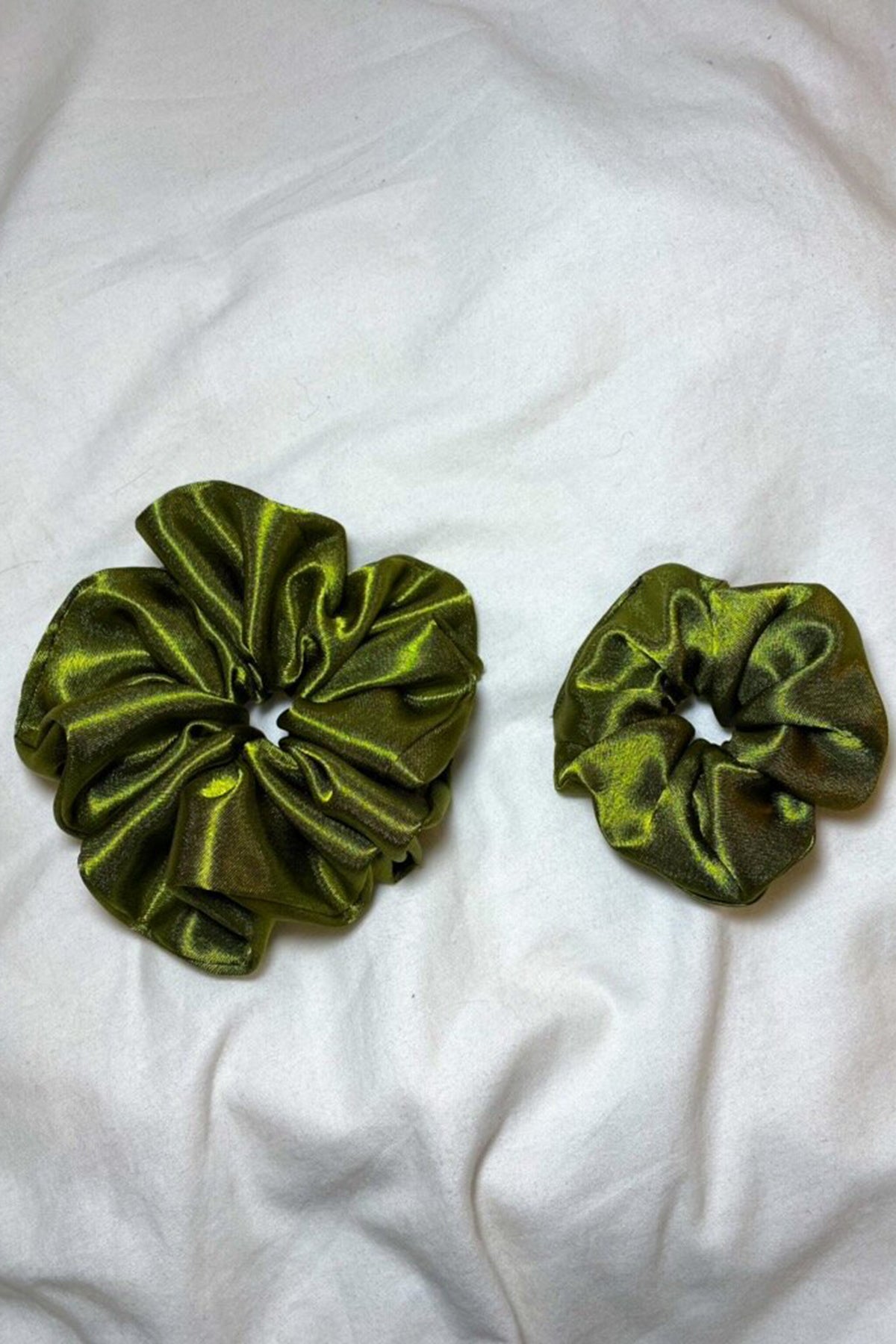 Olive Satin Scrunchie