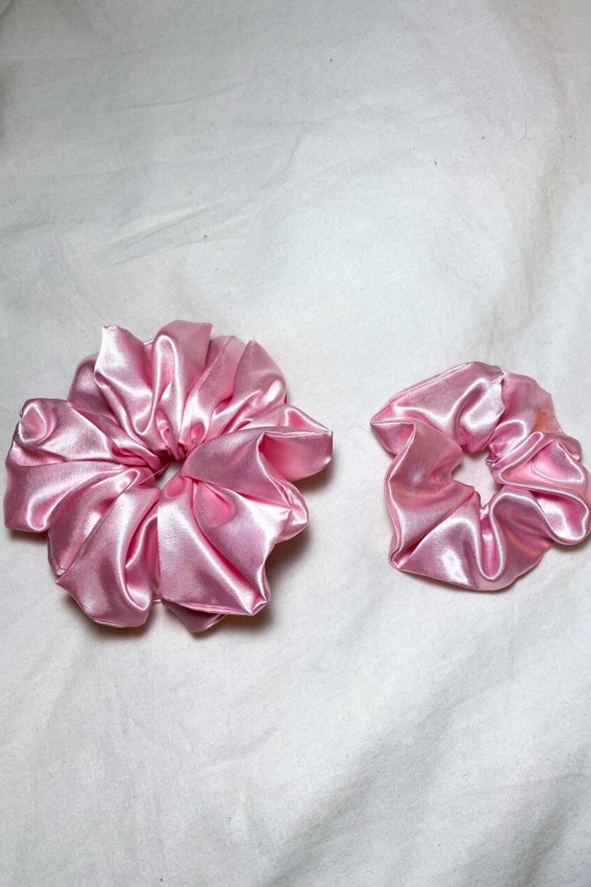 Pink Satin Scrunchie