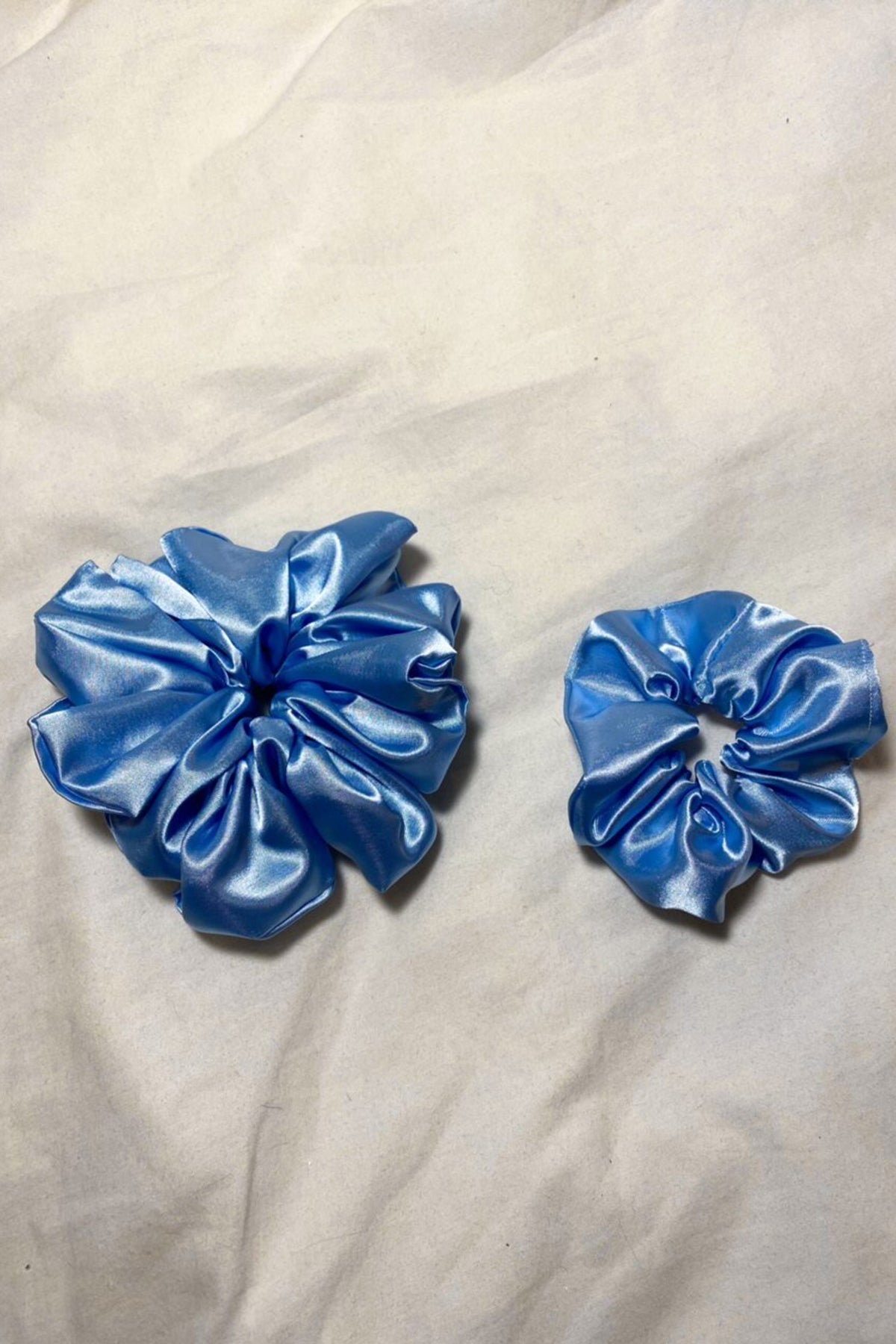 Blue Satin Scrunchie