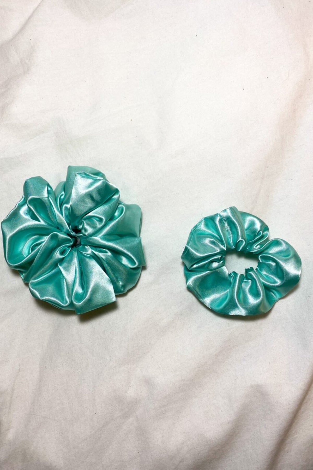 Teal Satin Scrunchie