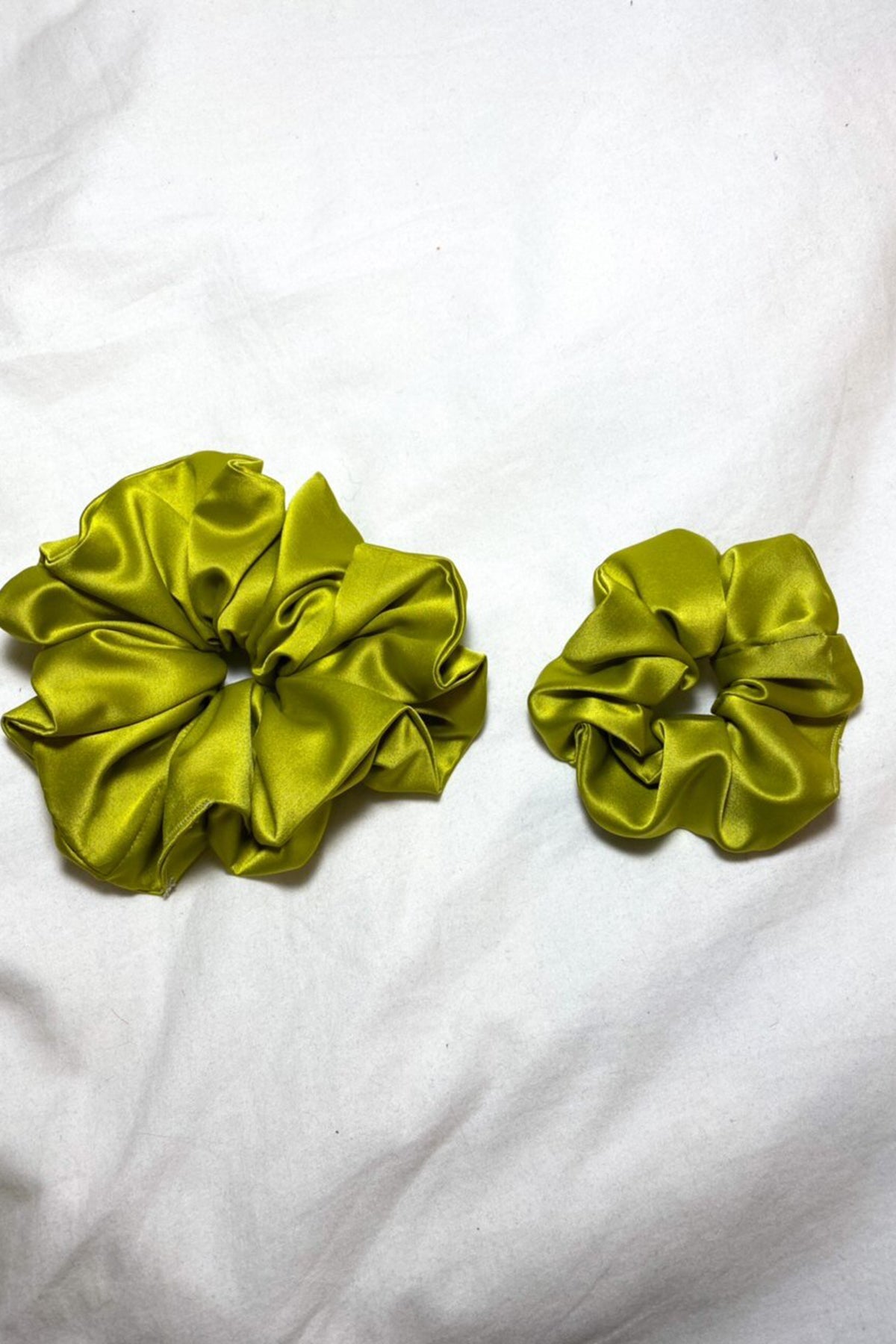 Chartreuse Satin Scrunchie