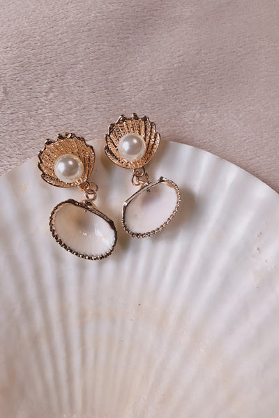 Gold Dipped Natural Shell Earrings - ShopAuthentique