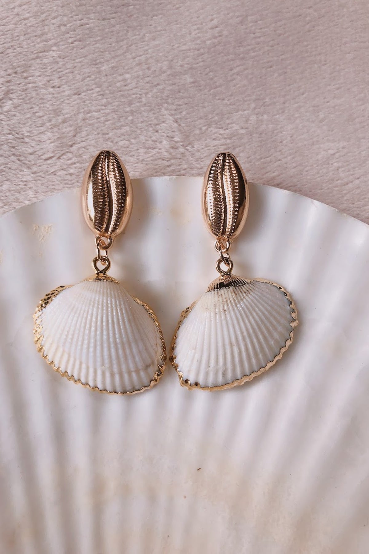 Gold Dipped Natural Shell Earrings - ShopAuthentique