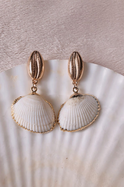 Gold Dipped Natural Shell Earrings - ShopAuthentique