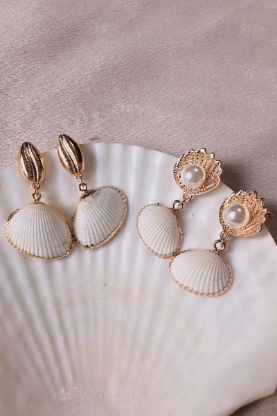 Gold Dipped Natural Shell Earrings - ShopAuthentique