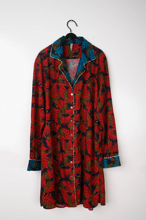 Vintage Shirt Dress | Autumn Red Print