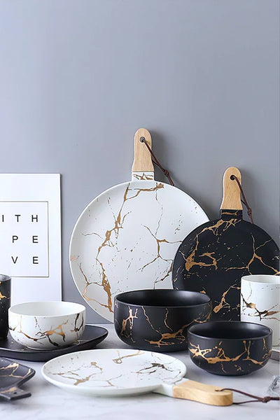 Royal Deluxe Stoned Marbling Matte Serveware