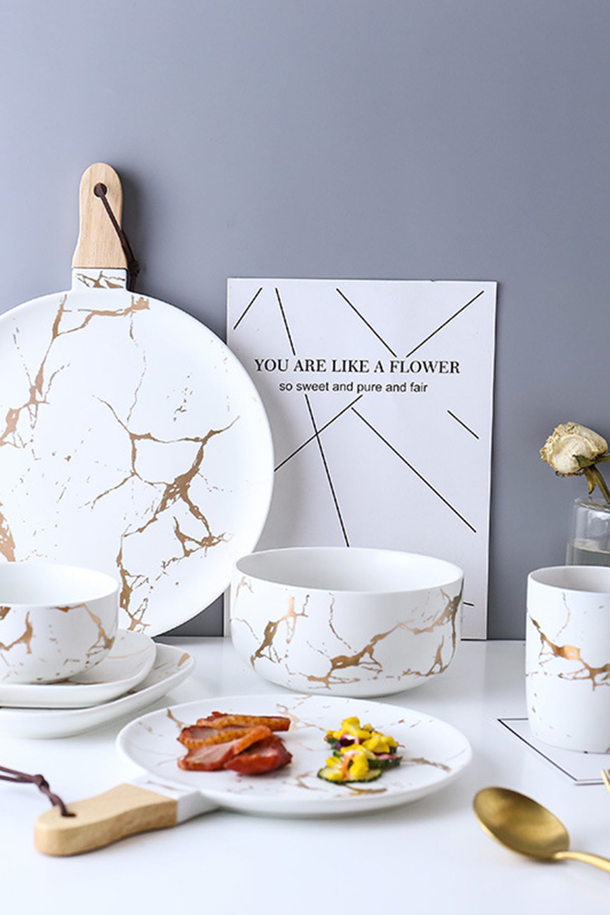 Royal Deluxe Stoned Marbling Matte Serveware