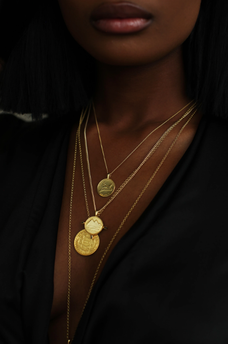 THE ALIGN PYRAMID Coin Necklace & Raw Black Diamonds - ShopAuthentique