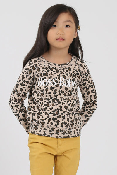 The "BOSS BABE" Little Babes Crew Neck Sweatshirt | Leopard