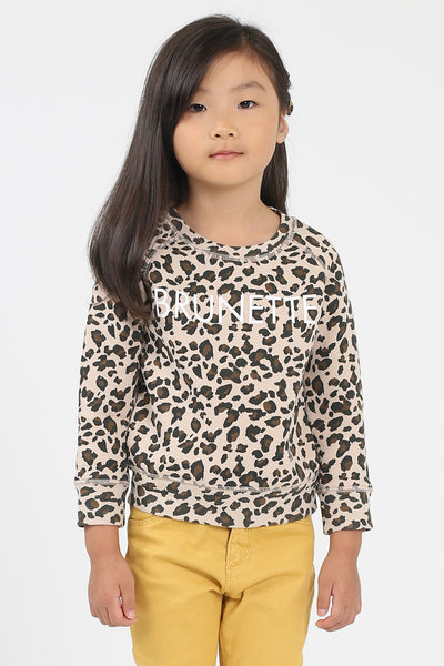 The "BRUNETTE" Little Babes Crew Neck Sweatshirt | Leopard