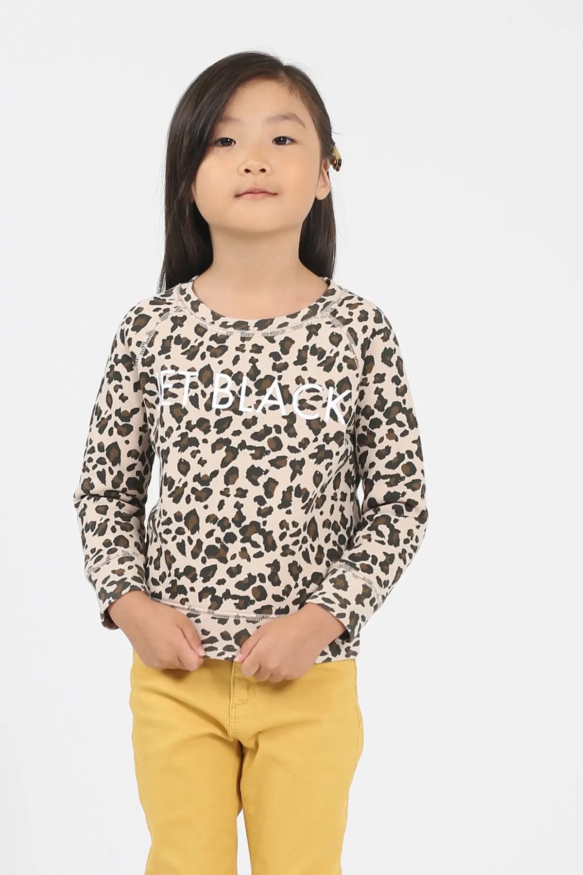 The "JET BLACK" Little Babes Crew Neck Sweatshirt | Leopard