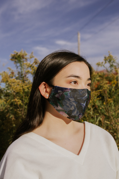 Blue Foral Mask